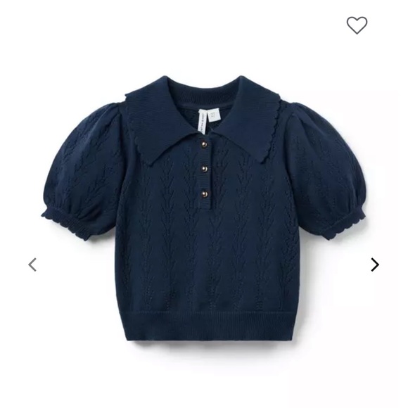 Janie and Jack Other - Janie and Jack Navy Puff Sleeve Pointelle Sweater Polo